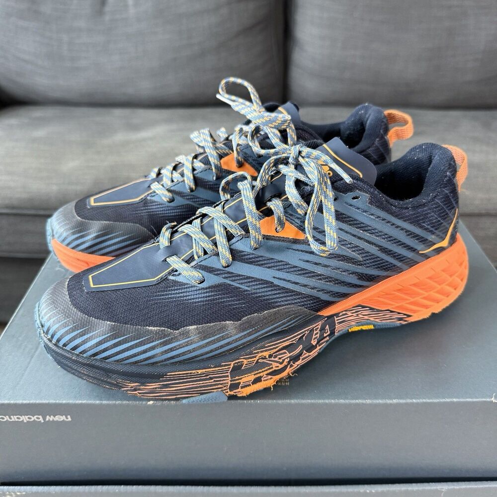 Hoka One One Speedgoat 4 Real Teal Blue Orange Trail Running Shoes Men's Size 10